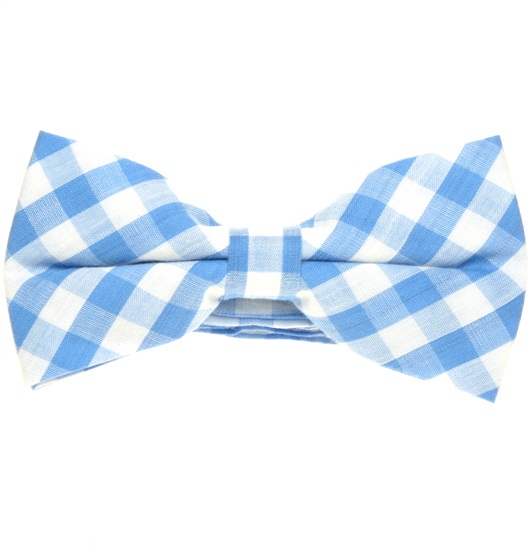 Noeud Papillon à Carreaux Vichy Bleu Ciel