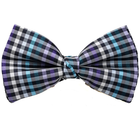 Papillon à Carreaux Vichy Bleus, Violets et Noirs