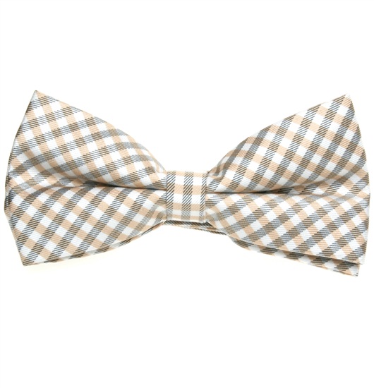 Noeud Papillon Vichy Blanc et Beige