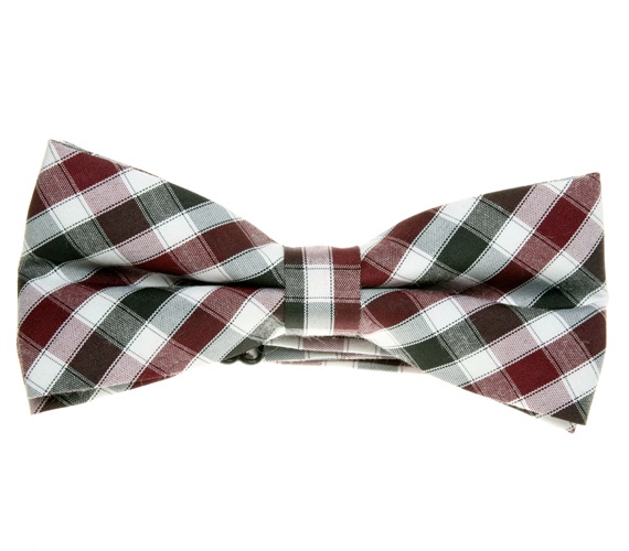 Noeud Papillon Carreaux Vichy Blanc, Noir et Bordeaux