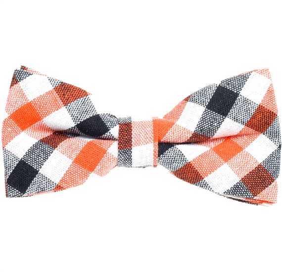 Noeud Papillon Carreaux Vichy Orange et Noir