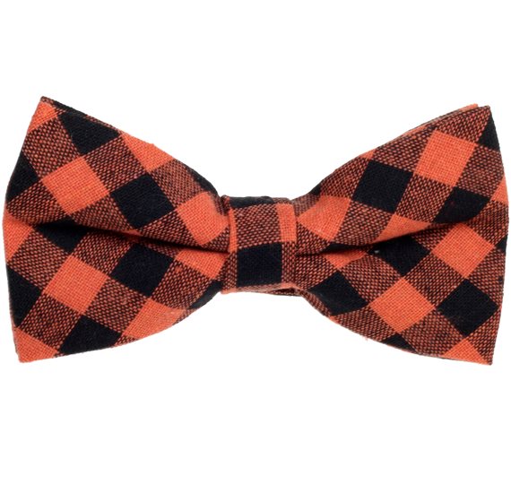 Noeud Papillon Carreaux Vichy Noir et Orange