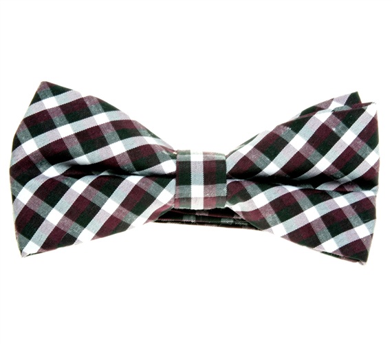 Noeud Papillon Carreaux Vichy Noirs et Bordeaux