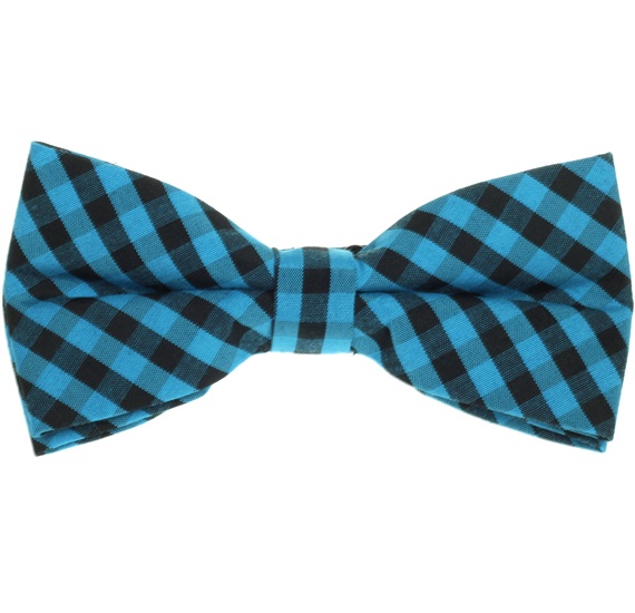 Noeud Papillon Carreaux Vichy Turquoise et Noir