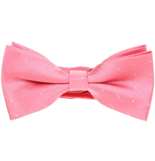 Noeud Papillon Élégant Rose à Pois Argent