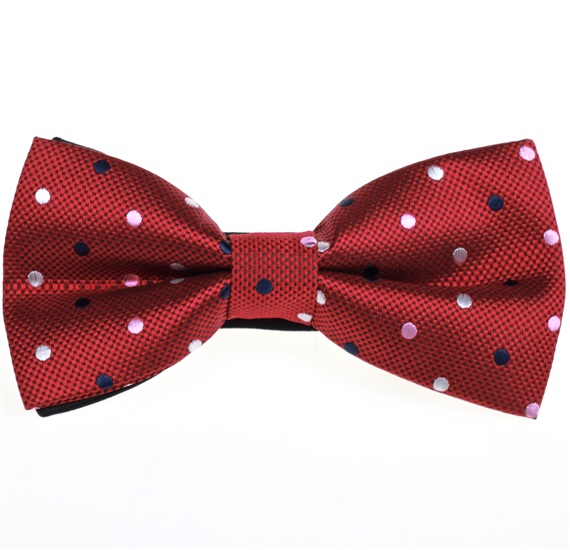 Noeud Papillon Grenat à Pois Multicolores
