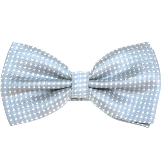 Noeud Papillon Gris Clair à Pois Blancs