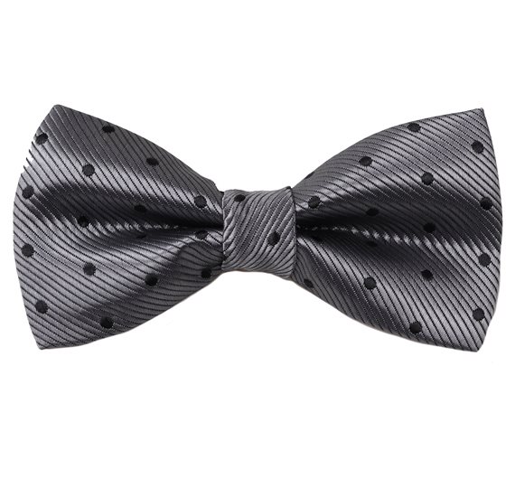 Noeud Papillon Gris à Pois Noirs