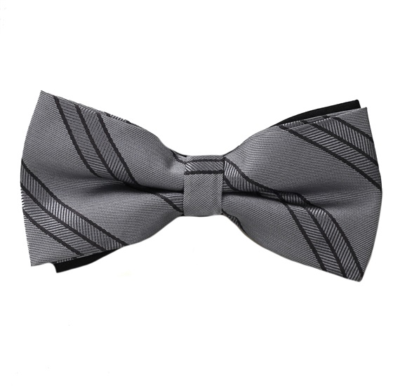 Noeud Papillon Gris Rayures Noires