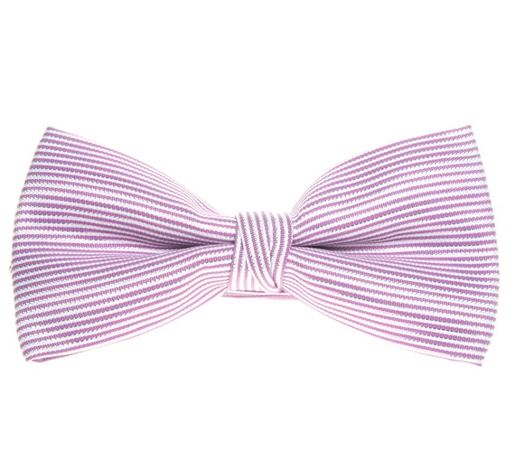 Noeud Papillon Mauve à Rayures Argent