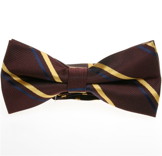 Noeud Papillon Marron à Rayures Or