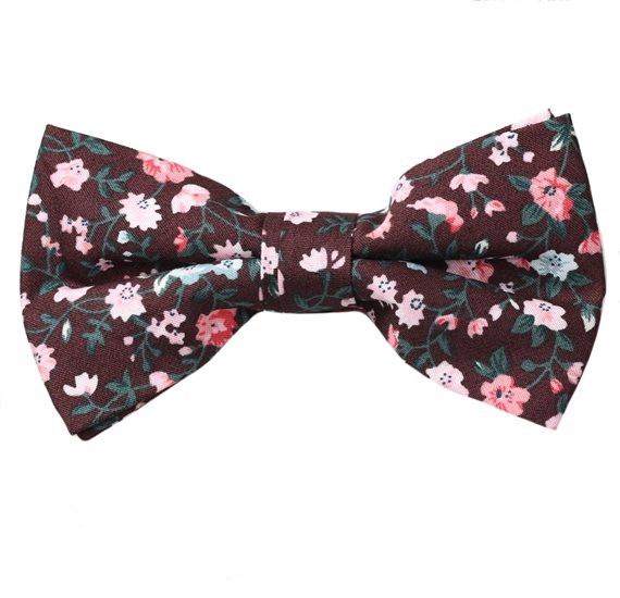 Noeud Papillon Marron Fleurs Liberty