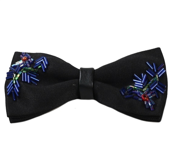 Noeud Papillon Noir avec Broderie Cristaux