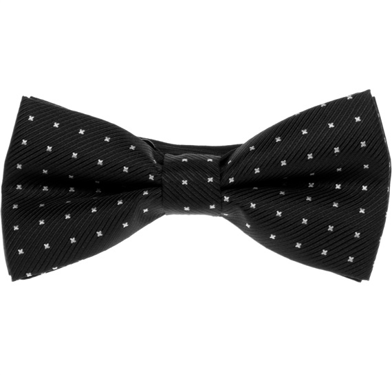Noeud Papillon Noir avec Trèfles Blancs