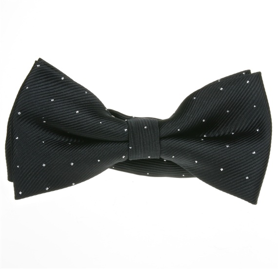 Papillon Noir Élégant Pois Argent