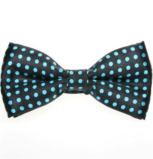 Noeud Papillon Noir à Pois Turquoise