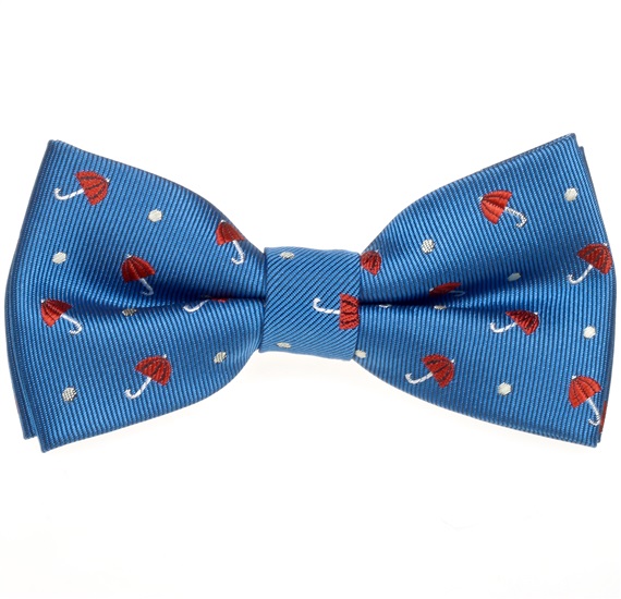 Noeud Papillon Enfant Bleu avec Parapluies Grenat