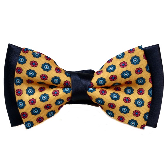 Noeud Papillon Enfant Bleu Marine Jaune Marguerites