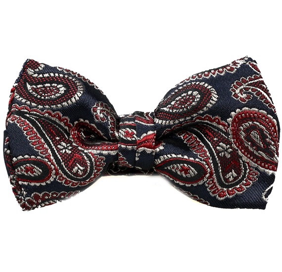 Noeud Papillon Enfant Bleu Marine Cachemire Grenat