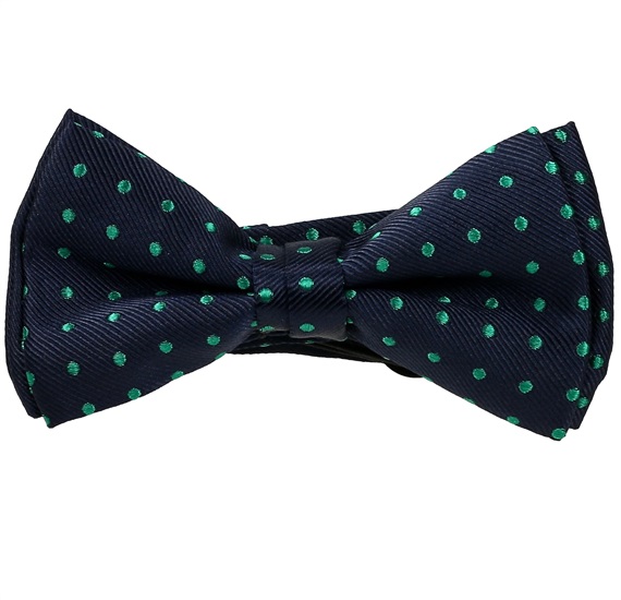 Noeud Papillon Enfant Bleu Marine à Pois Verts