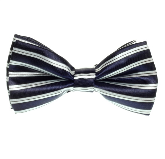 Noeud Papillon Enfant Bleu Marine et Rayures Blanches
