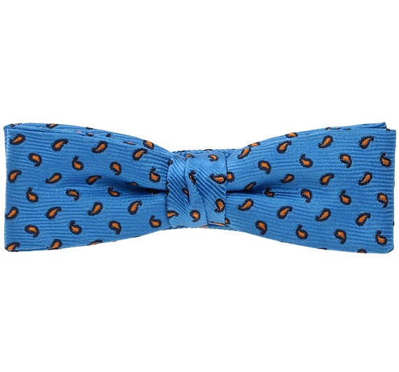 Noeud Papillon Enfant Bleu Ciel avec Cachemire Orange