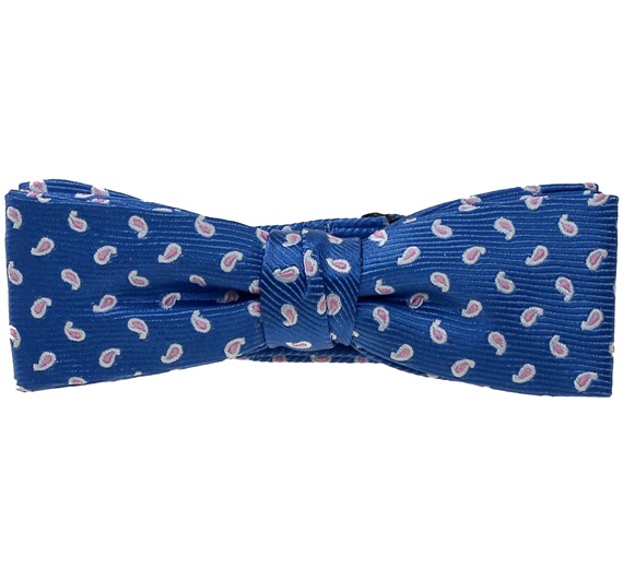 Noeud Papillon Enfant Bleu Ciel avec Cachemire Rose