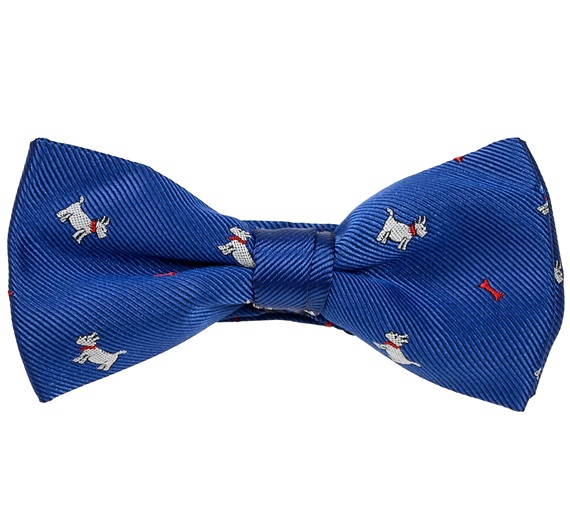 Noeud Papillon Enfant Bleu Ciel avec Chiens Blancs