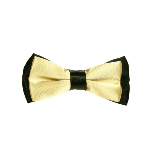 Noeud Papillon Enfant Bicolore Noir et Beige Doré