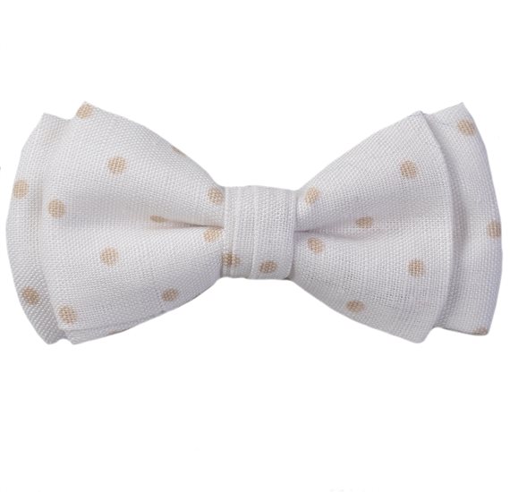 Noeud Papillon Enfant Blanc Pois Beige