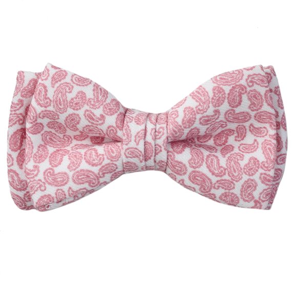 Noeud Papillon Enfant Blanc Paisley Rose