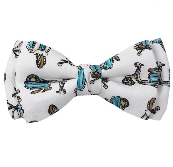 Noeud Papillon Enfant Blanc Vespas Turquoise