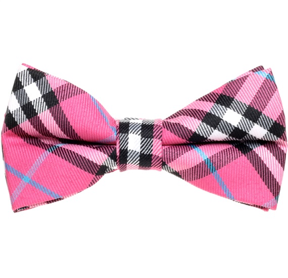 Noeud Papillon Enfant Carreaux Écossais Rose et Noir
