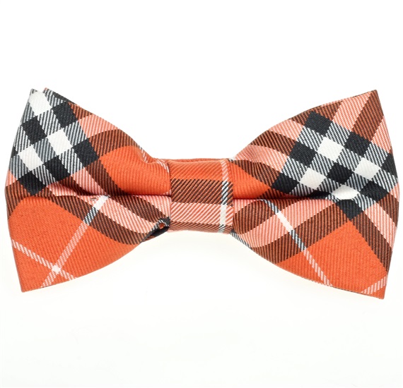 Noeud Papillon Enfant Carreaux Écossais Orange et Noir
