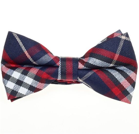 Noeud Papillon Enfant à Carreaux Écossais Bleu Marine et Grenat