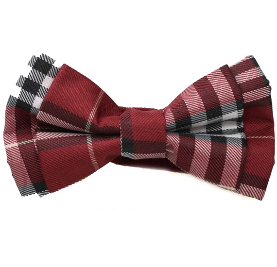 Noeud Papillon Enfant Carreaux Écossais Bordeaux Blanc