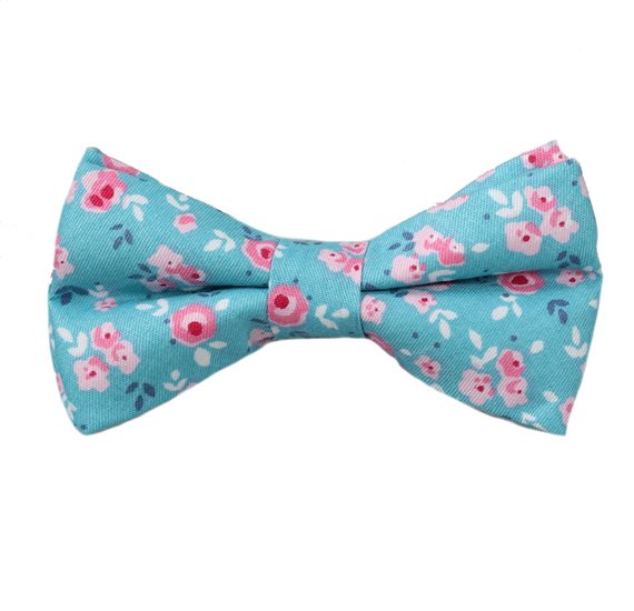 Noeud Papillon Enfant Fleurs Turquoise