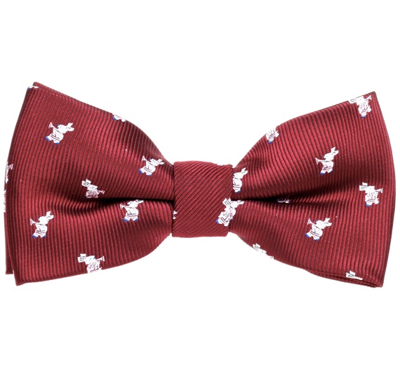 Noeud Papillon Enfant Grenat avec Lapins Blancs