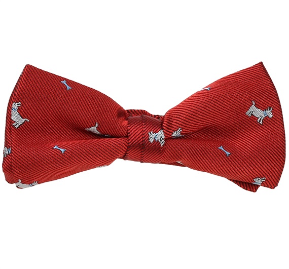 Noeud Papillon Enfant Grenat avec Chiens Blancs