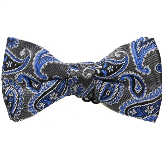 Noeud Papillon Enfant Gris Cachemire Bleu Canard