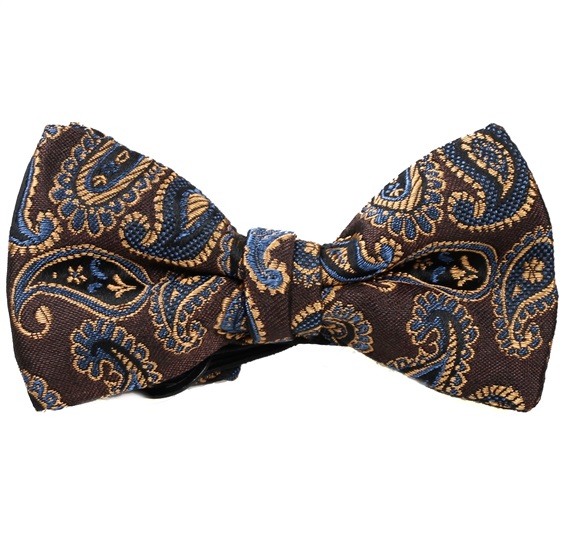 Noeud Papillon Enfant Marron Cachemire Bleu Canard