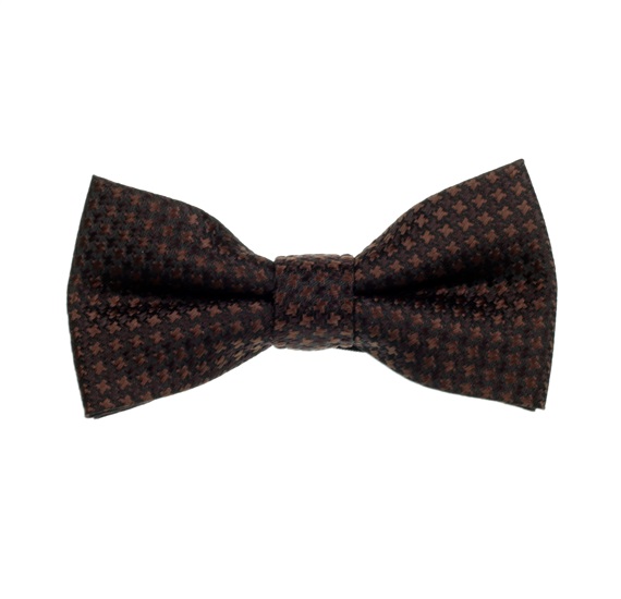 Noeud Papillon Enfant Pied-de-Poule Marron
