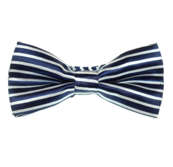 Noeud Papillon Enfant Rayures Bleu Marine Blanches