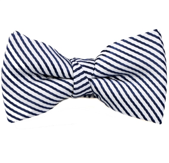 Noeud Papillon Enfant Rayures Bleu Marine Blanc
