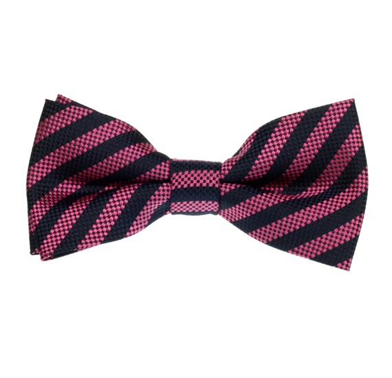 Noeud Papillon Enfant Rayures Bleu Marine et Magenta