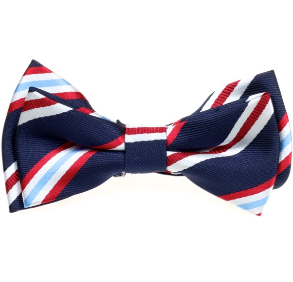 Noeud Papillon Enfant Rayures Bleu Marine et Rouge
