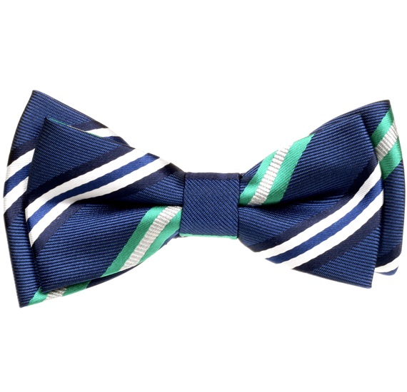 Noeud Papillon Enfant Rayures Bleu Marine et Vert