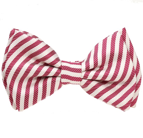 Noeud Papillon Enfant Rayures Magenta et Blanches
