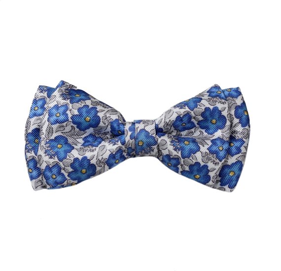 Noeud Papillon Enfant Soie Bleu Fleurs