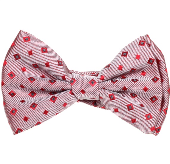 Noeud Papillon Enfant Soie Grenat Carrés